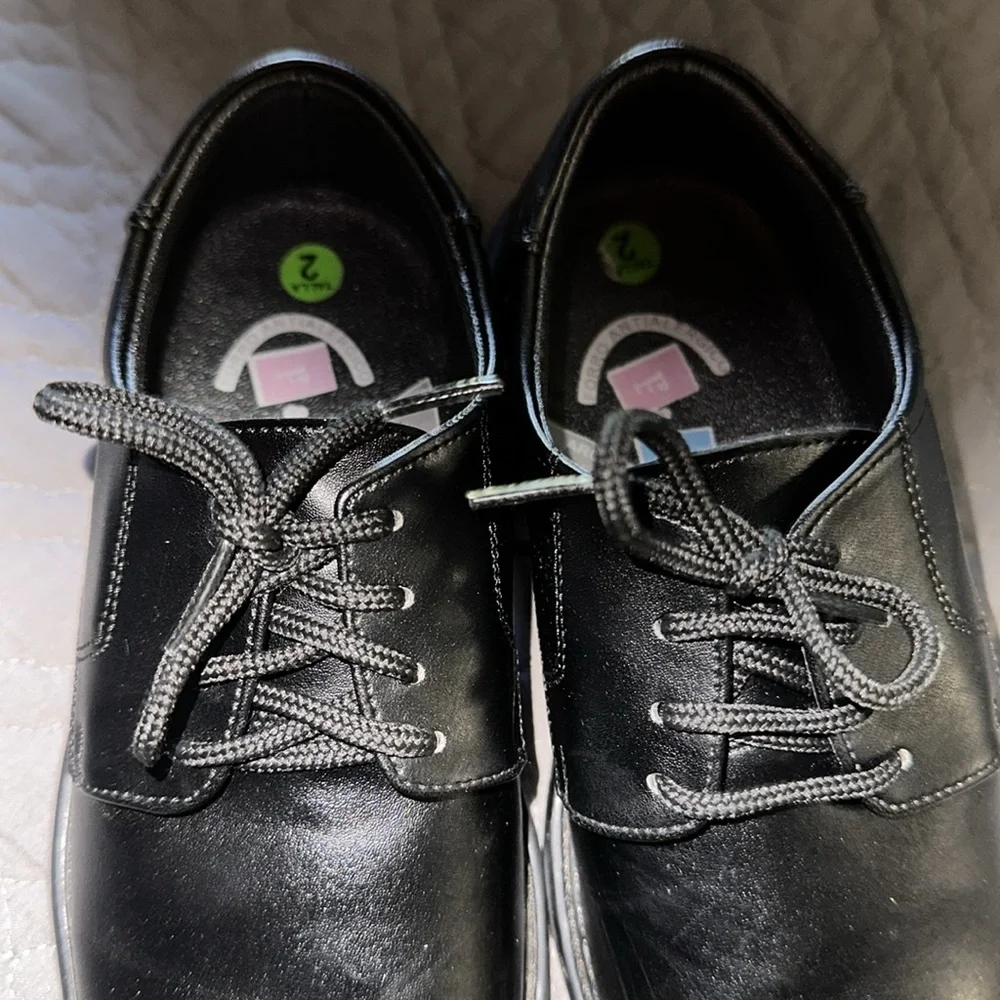 F & T KID BOY YOUTH BLACK FORMAL WEDDING DRESS SHOES - WEDDING SHOES